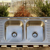 304 Stainless Steel Vintage Style Farm Sink Stamped Metal Double Drainboard