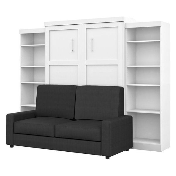 Bestar Pur 4 Piece Queen Wall Bed Set in White and Gray
