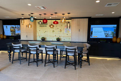 Example of a trendy porcelain tile and beige floor entryway design in San Francisco