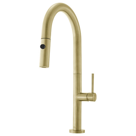 Chalet Single Handle, Pull-Down Kitchen Faucet 17.2"H, Brushed Gold