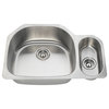 MR Direct 3221 Offset Double Bowl Stainless Steel Sink, *No Strainers*, 18 Gauge