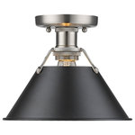 Golden Lighting - Orwell Flush Mount, Pewter, Black - Orwell is an extensive assortment of industrial style fixtures. The beauty and character of the collection are in the refined details. This transitional series works well in a variety of settings. Partial shades shield the eyes from possible hot spots, while the open tops tease onlookers with a view of the sockets and bulbs. The design allows light and heat to escape from above and below the metal shades, providing both task and ambient lighting. Edison bulbs are recommended to compete the vintage, industrial look of the fixtures. A choice-selection of finish and shade color combinations heighten the appeal of the series. Opal glass shades are available for bath fixtures. Single pendants are suspended from woven fabric cords while multi-light fixtures are rod-hung.