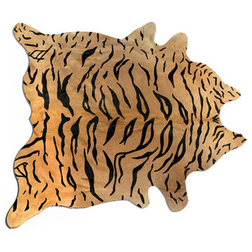 72" X 84" Tiger Chocolate On Natural Cowhide - Rug