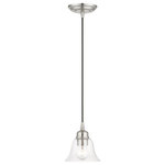 Livex Lighting - Moreland 1 Light Brushed Nickel Single Pendant - Whether it's style or practical lighting, this flush mount is the perfect addition to your bathroom or hallway. This single-light pendant from the Moreland Collection features a clear hand-blown glass shade and is shown in a brushed nickel finish. The clean graceful lines of the canopy complement the shade, creating an understated look that works well in most decors. Classic elegance combines with contemporary appeal to enhance any home in style.
