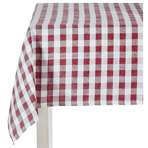 Table Overlay 58" X 58" Square Checker Print 1 Inch Cotton Red 