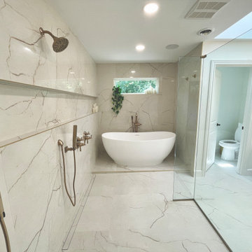 Tiled Bathroom Remodel With Shower and Tub Wet Room