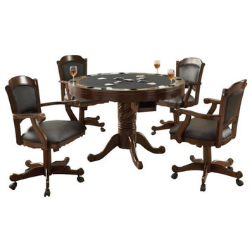 Coaster Turk 5-piece Wood Game Table Set in Tobacco and Black