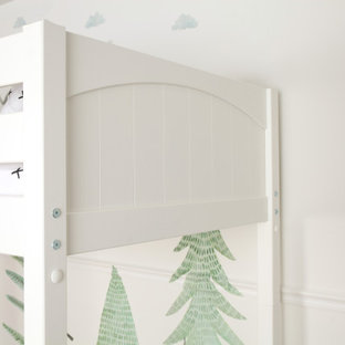White Twin Mid Loft Bed with Customizable Ladder