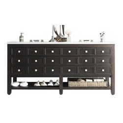 69 inch Double Sink Bathroom Vanity Espresso Oak Finish with Snow White Quartz T - Bathroom Vanities And Sink Consoles