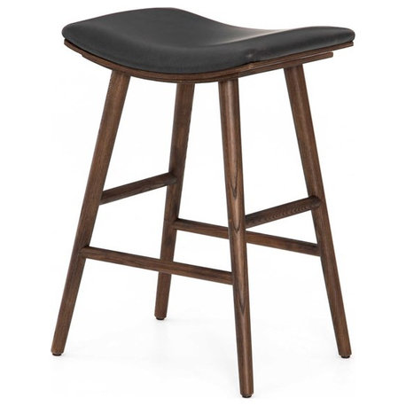 Union Saddle Counter Stool - Distressed Black