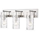 Z-Lite - Z-Lite 3035-3V-PN Fontaine 3 Light Vanity in Polished Nickel - Equal parts stylish and functional, this three-light vanity fixture is alluring. The cylindrical glass shade is accented with a ripple texture in a romantic design. Steel construction in a matte black finish allows it to pair with many types of decor ranging from farmhouse to modern.