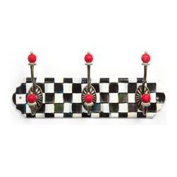 Courtly Check Enamel Triple Wall Hook | MacKenzie-Childs - Wall Hooks