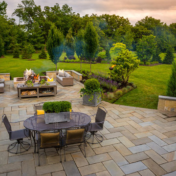 Entertain in this Backyard Landscape with Patio & Firepit: Perfect for Families!