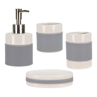 iDesign Cade 4-Piece Bathroom Accessory Set Matte Black