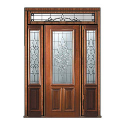 Prehung Side lights-Transom Door 96 Wood Mahogany Courtlandt - Front Doors