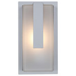 Access Lighting - Neptune Outdoor Wall Light, Ribbed Frosted Glass Shade, Satin - Features: