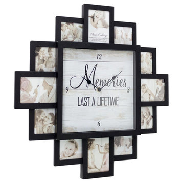 Black  "Lifetime Memories" Picture Frame Collage Wall Clock