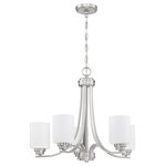 Craftmade - Bolden 5-Light Transitional Chandelier in Brushed Polished Nickel - Bold clean lines with your choice of clear seeded or white frosted glass shades complement the graceful shapes of the Bolden collection setting the stage for a look that is luxurious and effortless.  This light requires 5 , . Watt Bulbs (Not Included) UL Certified.