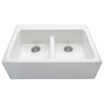 The Appalachian double-bowl Kitchen Sink, Biscuit RKS234B