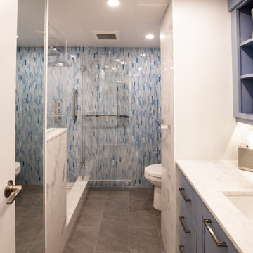 Contemporary Blue Mosaic Luxury Master Bathroom Remodel