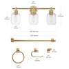 5-Piece Matte Brass All-In-One Bathroom Hardware 3-Light Vanity Light Fixture