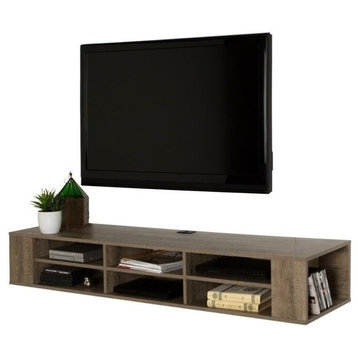 South Shore City Life 66" Wall Mounted Media Console in Weathered Oak