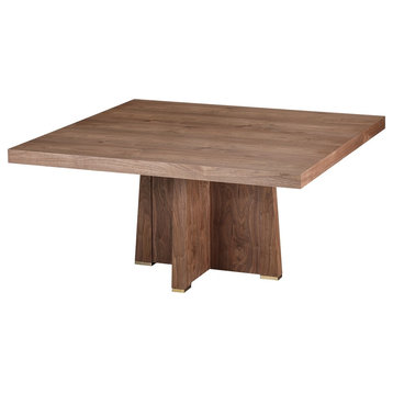 The Gael Dining Table, Transitional, Square, Light Walnut, 60"x60"