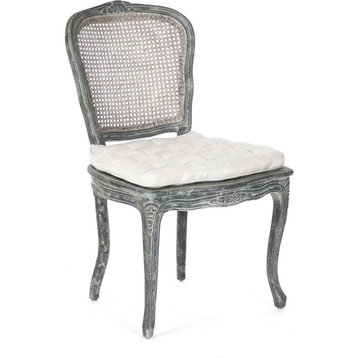 Annette Chair - Distressed Blue Frame, Off-White Linen