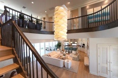 Huge beach style home design photo in Tampa