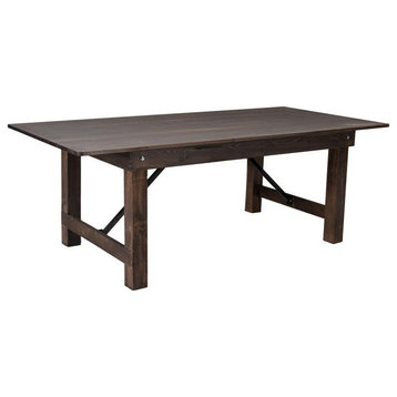 HERCULES Series 7' x 40" Rectangular Solid Pine Folding Farm Table, Mahogany
