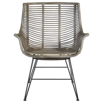 Dallas Chair With Gray Wash Rattan Frame-Fully Assembled