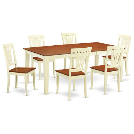 7-Piece Table Set For 6, Table and 6 Chairs, Buttermilk/Cherry