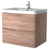 Eviva Smile 24" White Oak Wall Mount Modern Vanity, Integrated Sink