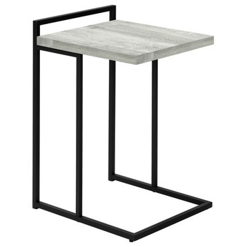 Side Table, C Table 25"H, Gray Reclaimed Wood-Look, Black Metal