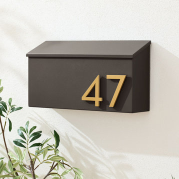 The OG Wall Mounted Mailbox + House Numbers, Lock Included, Outgoing Flag, Black
