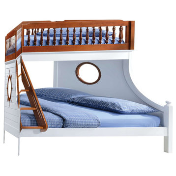 80" X 58" X 69" Twin Over Full Oak And White Bunk Bed