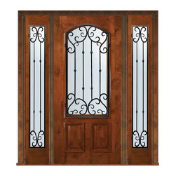 Prehung Sidelights Door 80 Wood Alder Valencia Arch Lite - Front Doors