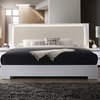 Athens, White Lacquer Platform Bed With LED Lighting, Cal King