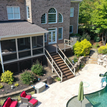 Composite Deck Overlooking Backyard Pool