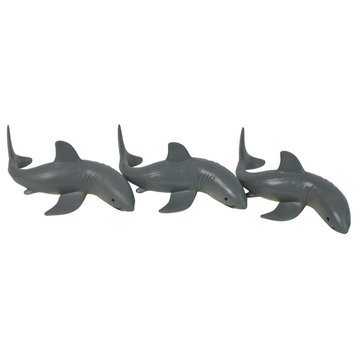 Set of 3 Gray and White Shark Frenzy Swimming Pool Dive Toys, 7"