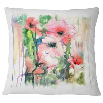 Pink Floral Watercolor Illustration Animal Throw Pillow, 16"x16"