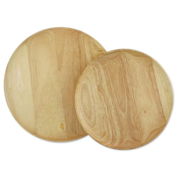 Natural Rounds Wood Plates, 2-Piece Set