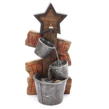 Cement/Resin Farmhouse Star and Pots Outdoor Fountain