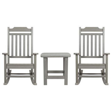 Set of 2 Winston All-Weather Poly Resin Rocking Chairs with Accent Side...