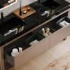 Shoji Bathroom Vanity, Double Sink, 72", Chestnut Oak, Freestanding