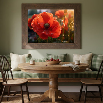 A Single Tear of Red Photorealistic Digital Artwork Rustic Farmhouse Style Wall