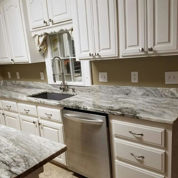 Ocean Beige Hard Marble Kitchen Remodel
