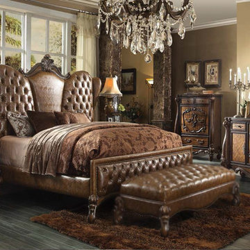 Versailles Traditional 5 PC Bedroom Set | Brown Cherry