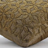 Gold Trinity, 14"x14" Art Silk Gold Decorative Pillows Cover
