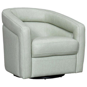 Armen Living Desi Upholstered Leather Swivel Accent Chair in Mint